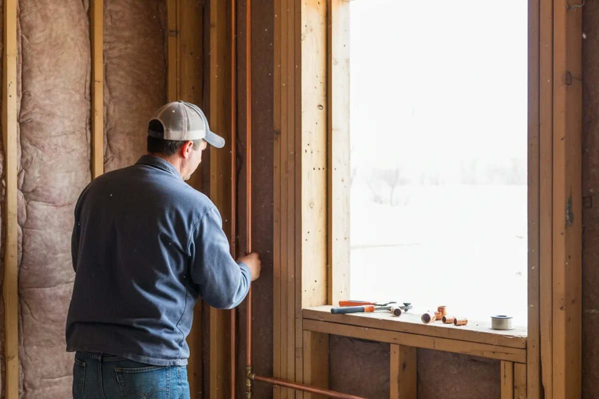 Licensed plumber running new copper supply lines in a Hancock home